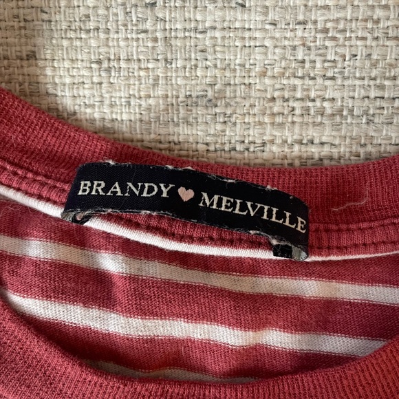 Brandy Melville pink/red and white striped tee - Picture 2 of 3